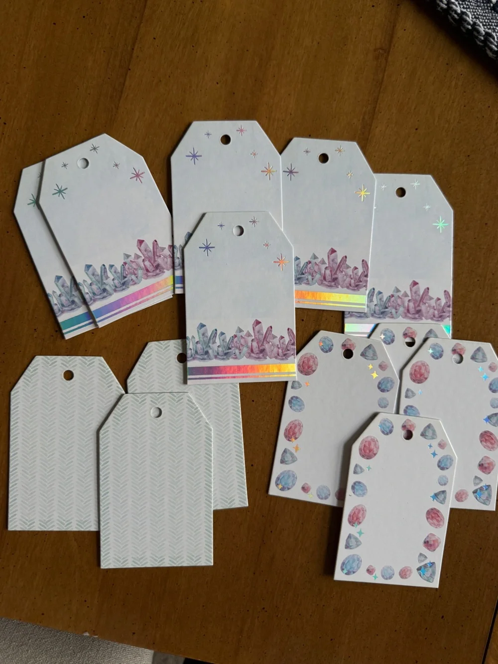 New assortment of decorative Crystal Accent Gift Tags - Holographic 13 qty